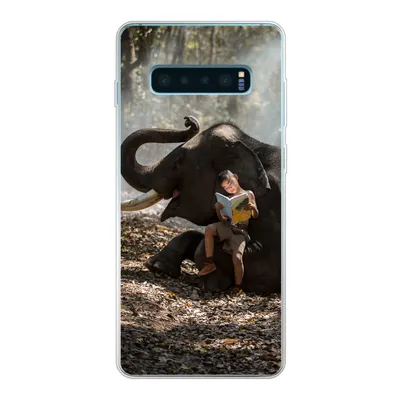Produktbild von MuchoWow® Handyhülle Schutzhülle Hülle für Samsung Galaxy S10 Lite Elefant - Junge - Buch - Wald - Tiere - Natur Silikon Softcase Handy Hülle - Schutz