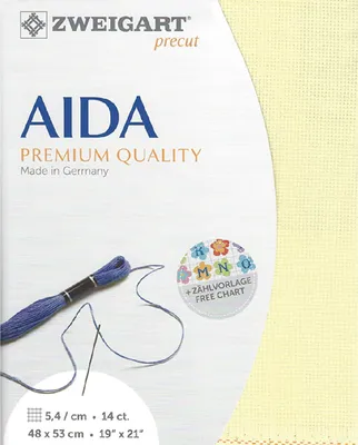 Obrázok produktu pre AIDA Zweigart predrezané 14 ct. Star Aida 3706 farba 2030 žltá, počítaná látka na krížikový steh 48x53cm