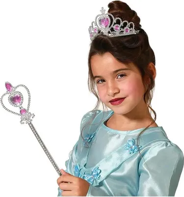 Image de Atosa Tiara-princesse avec baguette magique bleu bleu One Size