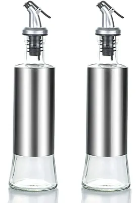 Produktbild von ÖLflasche Mit AusgießEr，Essig Und öLspender，OlivenöL Flasche BehäLter Edelstahl，2 SpeiseöL Oil Bottle