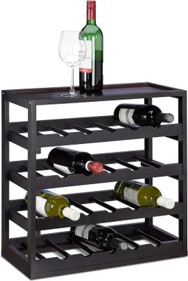 Produktbild von Holzweinregal für 20 Flaschen - Robustes Flaschenregal mit 4 Etagen - Abmessungen: ca. 52x52x25 cm