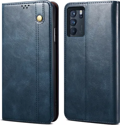 Produktbild von OPPO Reno6 4G Hülle, Leder Flip Brieftasche Schutzhülle für OPPO Reno6 4G Blau