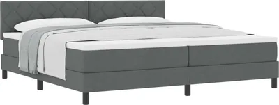 Image de vidaXL Lit boxspring avec matelas gris foncé 200 x 200 cm Tissu
