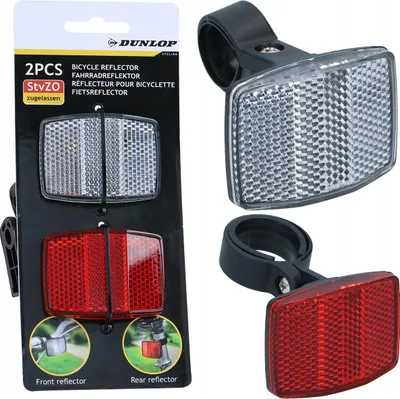 Zdjęcie produktu dla Odblaski Rowerowe Przód Tył Zestaw Odblasków Do Roweru Uniwersalne Dunlop