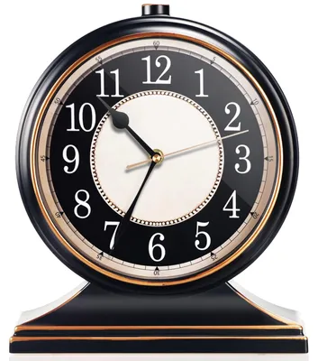 Image de Horloge de table pendule de bureau - Vintage - Noir et or - 32,5 x 7,4 x 27,7 cm - Silencieuse