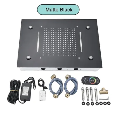Obrázek produktu pro Stropní sprchová hlavice, dešťová funkce, LED ovládaná proudem vody, matná černá LED dioda