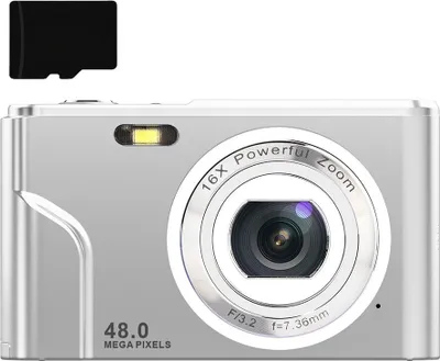 Produktbild von INF Digitalkamera 48MP 16x Zoom, HD-Display, 2.4" IPS-Bildschirm, 32GB Speicherkarte Silber