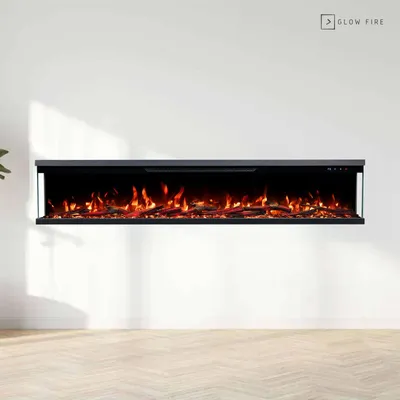 Produktbild von Glow Fire Elektrokamin 'Insert 182' | LED Wandkamin in schwarz mit Heizung (1800 W) | HxBxT: 36x183x9mm