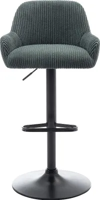 Produktbild von Barhocker 2er-Set höhenverstellbar - Cord & schwarzes Metall - Grün - LILIYA