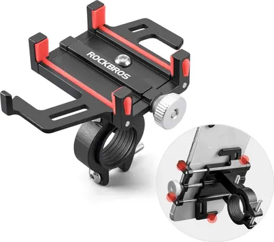 Image de ROCKBROS Porte-téléphone vélo guidon Porte-téléphone noir rouge alu DHL