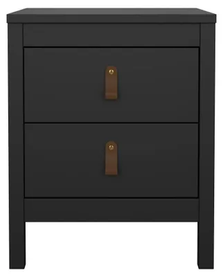 Image de CALICOSY - Table de chevet 2 tiroirs noir mat L43,8 cm - BARCELONE