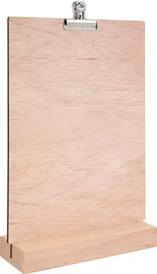 Produktbild von Zeigis® - Holz-Tischaufsteller DIN A4 Hoch mit Klammer, doppelseitig, Holzfuß