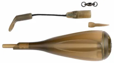 A fishing lure kit is laid out on a white background.