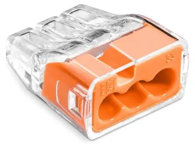 Imagen del producto de Conectores rápidos SCP3, ideales para conectar cables de un solo hilo y cables multihilo, de 3 polos, 4 mm², 32 A, 450 V, referencia 88000008S /100 unidades/