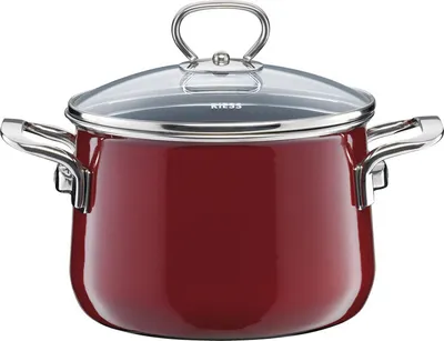 Image de Riess Marmite à viande avec couvercle en verre Ø20cm 4 litres Nouvelle Rosso extra forte émail