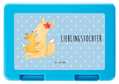 Produktbild von Mr. & Mrs. Panda Lunchbox Fuchs Mama - Blau Pastell - Geschenk, Bentobox, Meal Prep Box, Essensbox, Bento, Schoß, Frühstücksbox, Mutter, Tochter, Muttertag