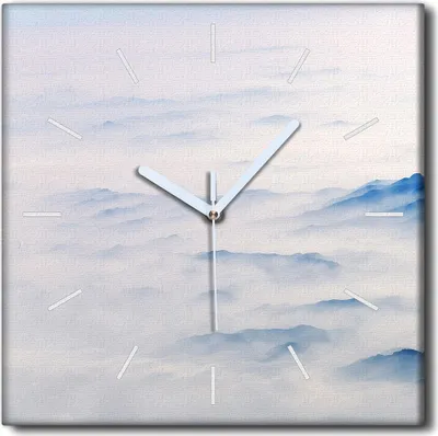 Produktbild von Coloray Uhr auf Leinwand 30x30 cm Wand Uhr Dekoration Wohnzimmer Segeltuch weiße Zeiger -Landschaft des Bergnebens