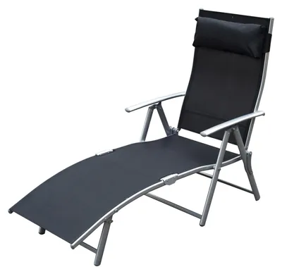 Produktbild von Outsunny Sonnenliege Liegestuhl Gartenliege 7 Positionen verstellbar Schwarz
