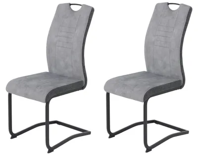2 Schaukelstühle, Velvet lichtgrau, Metallgestell schwarz