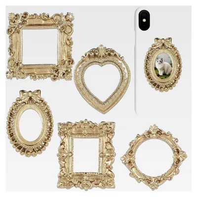 Produktbild von Mini Bilderrahmen Gold | 5 Teile Vintage Schreibtischdekoration | Bilderrahmen für die Wand - Deko für Wohnzimmer, Schlafzimmer, Homeoffice, Arbeitszimmer, Kinderzimmer, Studentenzimmer, Schminktisch, Nachttisch