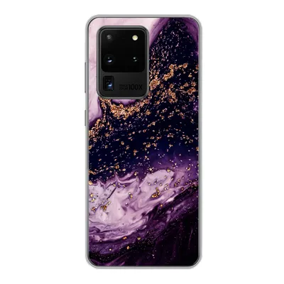 Produktbild von MuchoWow® Handyhülle Schutzhülle Hülle für Samsung Galaxy S20 Ultra Marmor - Gold - Naturstein Silikon Softcase Handy Hülle - Karteninhaber
