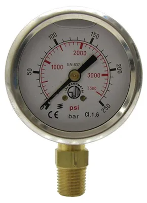 Obrázok produktu pre Manometer, 0-250 bar, priemer 40 mm, nehrdzavejúca oceľ