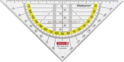Produktbild von Geometrie-Dreieck 16cm bruchsicher mit Griff glasklar Packung mit 10 Stück