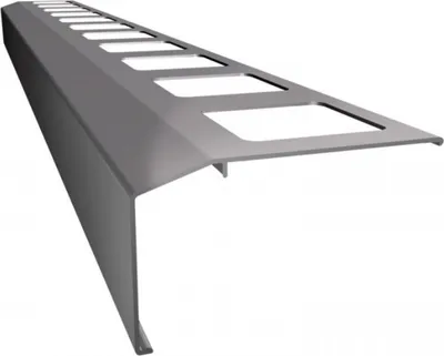 A single aluminum profile with cutouts, shown at an angle against a white background.