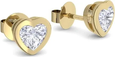 Produktbild von Damen Herz Ohrstecker Ohrringe Bright Hearts 925 Silber Gelbgold vergoldet Zirkonia