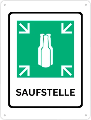 Produktbild von Bier Metallschild XL in 21x28 cm mit Spruch - SAUFSTELLE
