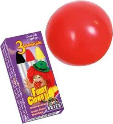 Produktbild von Clown Nase Rot mit 3 Schminkstifte in Theaterqualität Fasching Karneval Party