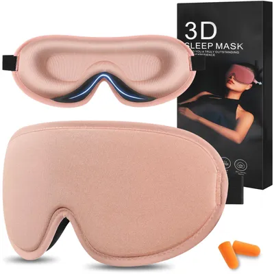 Produktbild von Rosa Schlafmaske, Schlafbrille mit verstellbarem Gummiband für Damen und Herren, Schlafmaske für Seitenschläfer, lichtundurchlässig und atmungsaktiv, 3D-Reiseschlafmaske