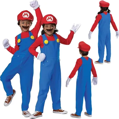 Produktbild von Super Mario 2W1 rote Kostüme, Mario Verkleidung Karnevalskostüme 137-149 cm (10-12 Jahre)