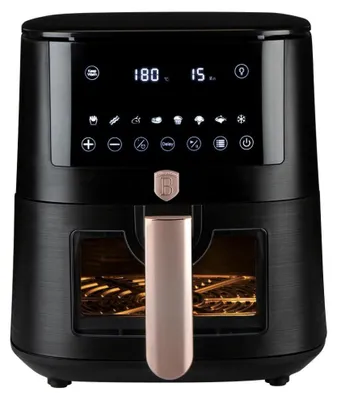Produktbild von Berlinger Haus Heiluftfritteuse 8L mit Sichtfenster, Digitaler Temperaturregelung 40-200?, Schnelle Funktion und Warmhaltefunktion, Schwarz-Rosgold, berhitzungsschutz
