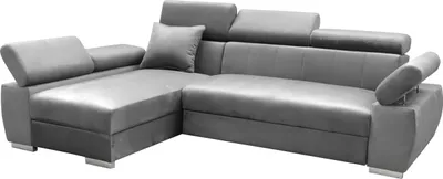 Produktbild von MEBLE-LUX - Ecksofa OTTO, Eckcouch mit Schlaffunktion, Federkern, Verstellbare Kopfstützen, Einfacher Klappmechanismus, Bettfunktion, Zusätzlicher Stauraum, Plüsch Grau, Links