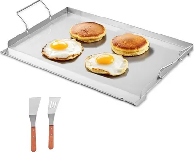 Produktbild von Edelstahl BBQ Kochgeschirr Grillpfanne - Flache Grillplatte 585x365mm - Grillzubehör aus Edelstahl