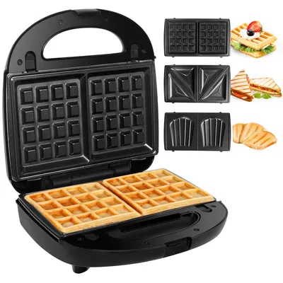 Produktbild von Gotoll 3-in-1-Sandwichmaker GLHS120N, 750 W, Waffeln, Paninitoaster, Grillplatten, abnehmbar