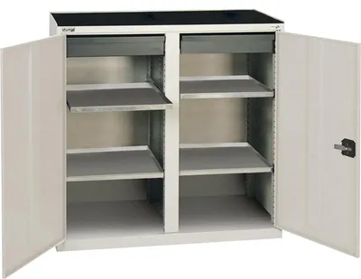 Image de Stumpf Armoire à outils et matériel série 3000 gris clair + 2 tiroirs 100 mm + 4 tablettes coulissantes - 3002207
