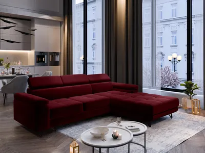 Produktbild von FurMeb24 ECKSOFA OLIVIO - 250 x 183 cm monolith 59 - mit schlaffunktion und bettkasten - rechte seite
