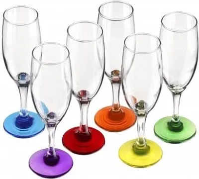 Produktbild von 6 sklenic na šampaňské s barevným podstavcem 200ml poháry na šampaňské Champagne Prosecco Sklenice na prosecco