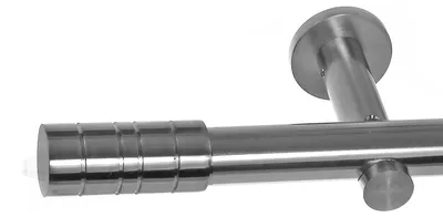Produktbild von Edelstahl Look Gardinenstange 20mm Wandträger 1-läufig Zylinder, Länge wählbar H31 E34 R