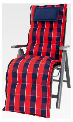 Produktbild von Auflage für Relaxliegen Rom rot-blau kariert 170x50x9 cm (ohne Liege)