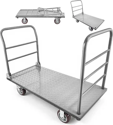 Immagine prodotto di Carrello a piattaforma pieghevole VEVOR 1202 kg, carrello per carichi pesanti con sponde rimovibili e ruote piroettanti, carrello industriale, per supermercati, garage e magazzini, 1220x610x920 mm