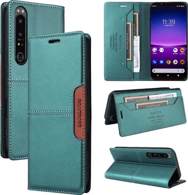 Produktbild von Handyhülle für Sony Xperia 1 IV Hülle, Leder Flip Wallet Kartenfach Stand Schutzhülle Grün