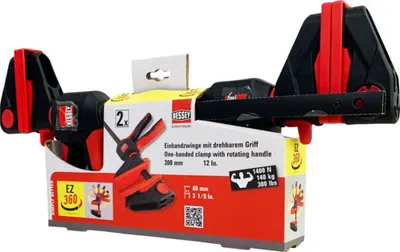 Zdjęcie produktu dla BESSEY 2 x jednoręczny zacisk z obrotowym uchwytem EZ360 300 mm zestaw