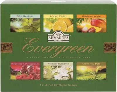 Obrázok produktu pre Ahmad Tea Evergreen 6 druhov zeleného čaju pre zberateľov a ako darček