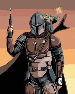 Produktbild von Diamondi - Diamond painting - MANDALORIAN UND BABY YODA, 40X50 cm, mit Keilrahmen (bereits gespannt)