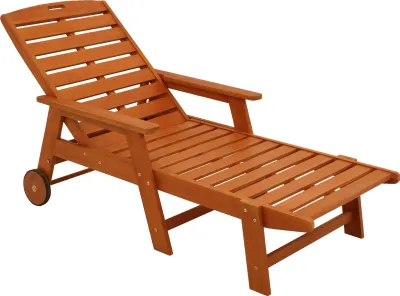 Produktbild von DEGAMO Gartenliege Rollenliege Sonnenliege BARDOLINO, Eukalyptus Holz geölt, Rückenteil 5-fach verstellbar, mit Armlehnen