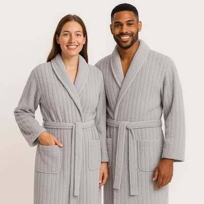 Produktbild von Betz Bademantel Microfaser mit Schalkragen - MALMÖ - für Herren und Damen Größe L/XL Farbe: silbergrau