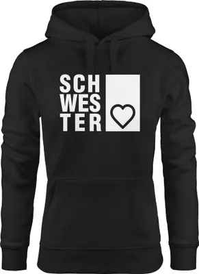 Produktbild von Hoodie Damen Schwesterherz Geschenk Schwester Kapuzenpullover Hoody Moonworks® schwarz XL